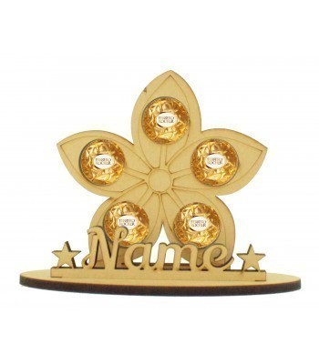 6mm Personalised Flower Shape Ferrero Rocher or Lindt Chocolate Ball Holder on a Stand - Stand Options